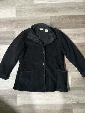 L.L. Bean Women’s Black Faux Shearling Trim Coat